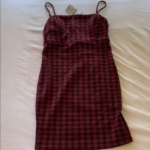 forever 21 red plaid stretchy dress